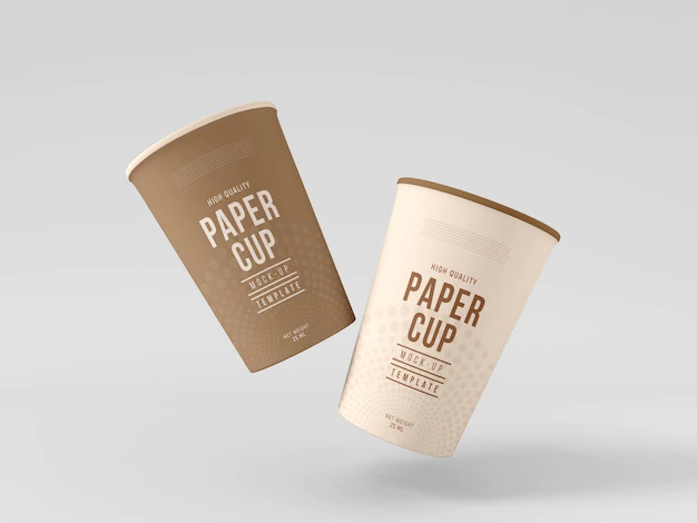 Free PSD | Take away paper cup with straw mockup