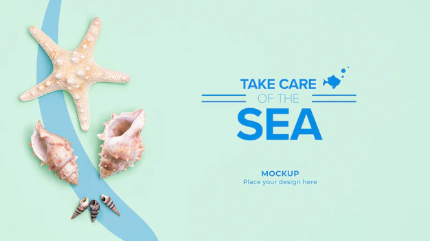 Free PSD | Take care of the ocean with copy space