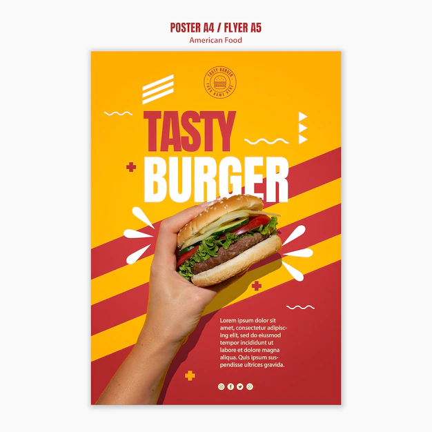 Free PSD | Tasty cheeseburger american food poster template