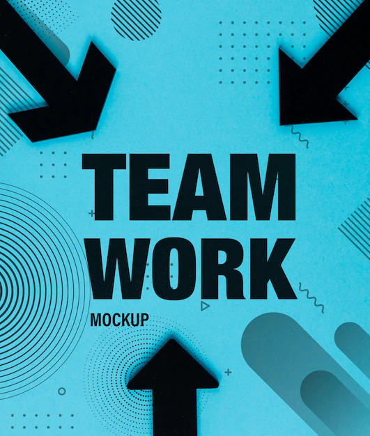 Free PSD | Teamwork concept with black arrows and memphis design