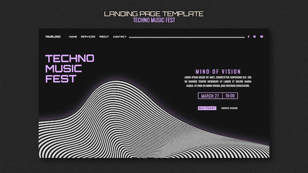 Free PSD | Techno music fest landing page