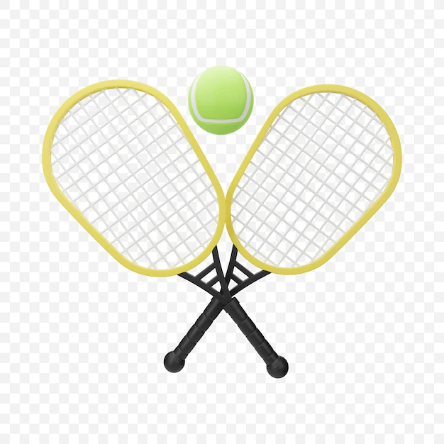 Free PSD | Tennis racket and ball sports equipment icon isolated 3d render illustration