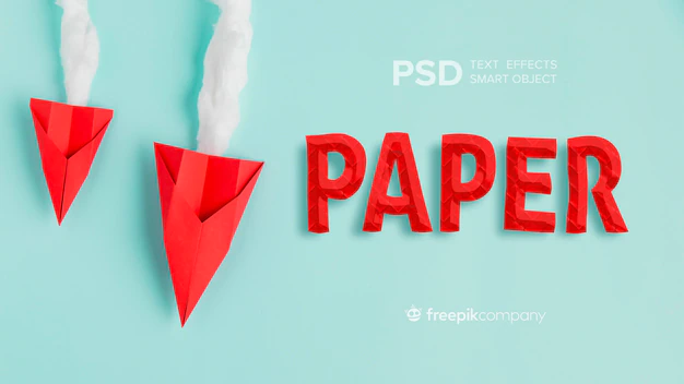Free PSD | Text effect paper with planes