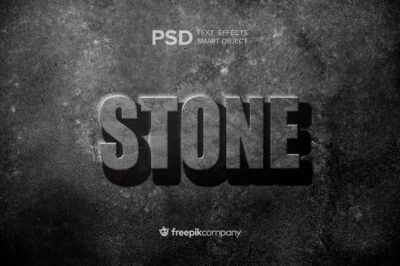 Free PSD | Text effect stone mockup