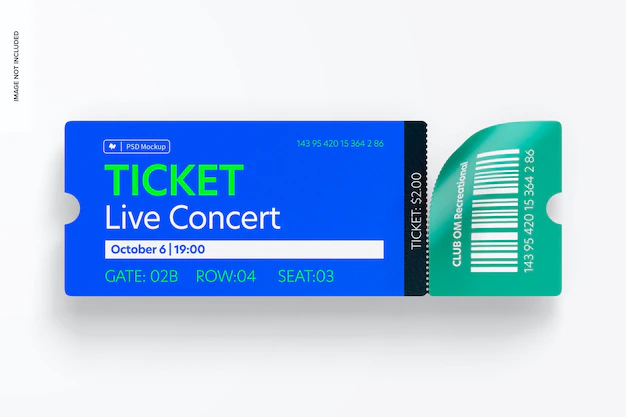 Free PSD | Ticket mockup, front view