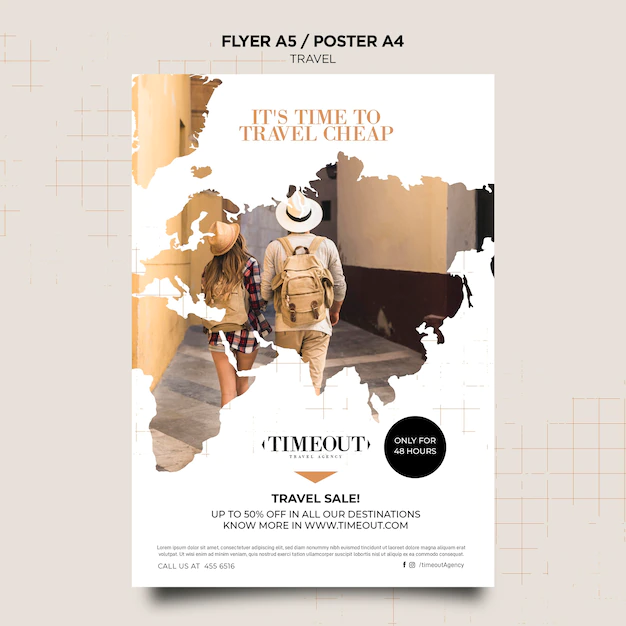 Free PSD | Time to travel cheap poster template