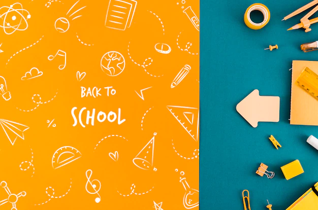 Free PSD | Top view back to school with colouful background