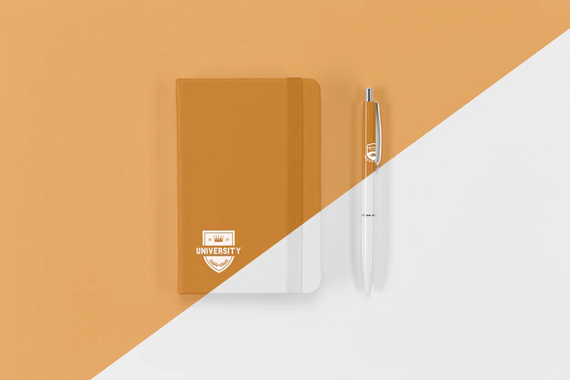 Free PSD | Top view of back to school notebook and pen