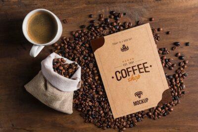 Free PSD | Top view of coffee concept mock-up