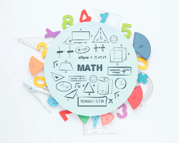 Free PSD | Top view of numbers and rulers for mathematics