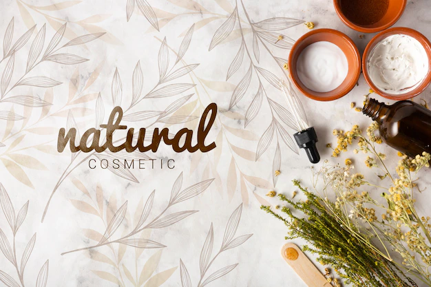 Free PSD | Top view of skincare products