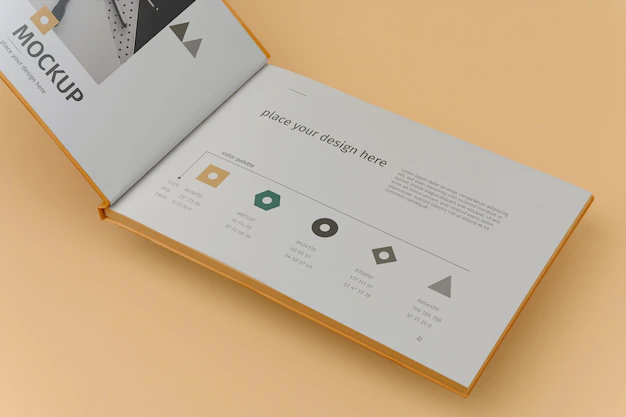 Free PSD | Top view over brand book mockup design