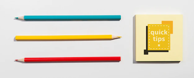 Free PSD | Top view pencils knolling desk concept