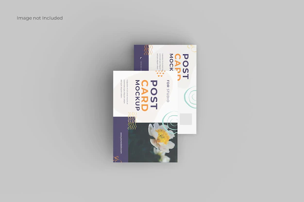 Free PSD | Top view post card mockup