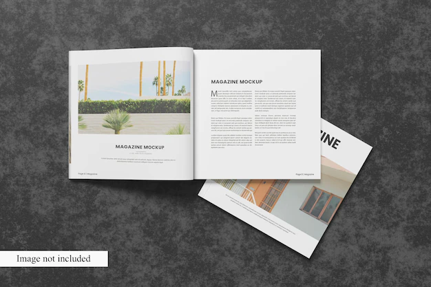 Free PSD | Top view square magazine mockup for showcasing your design to clients