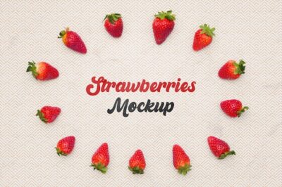Free PSD | Top view strawberries on table