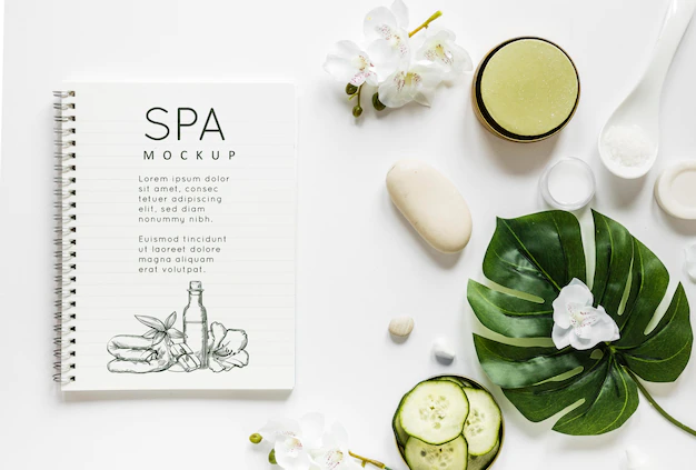 Free PSD | Top view therapeutic spa concept with mock-up