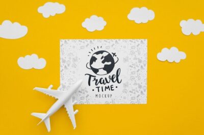 Free PSD | Top view travelling plane adventure time and clouds