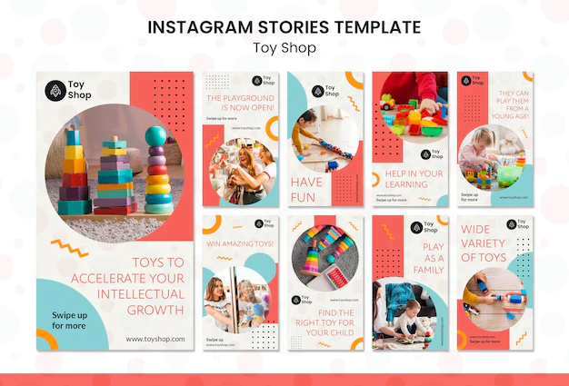 Free PSD | Toy store concept instagram stories template