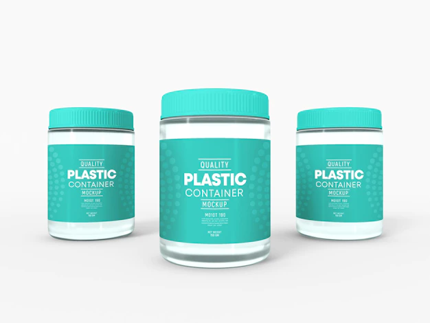 Free PSD | Transparent plastic container jar packaging mockup