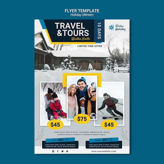 Free PSD | Travel and tours flyer template
