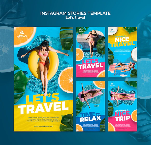 Free PSD | Travel concept instagram stories template