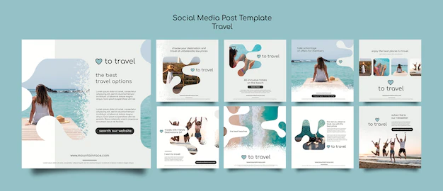 Free PSD | Travel concept social media posts