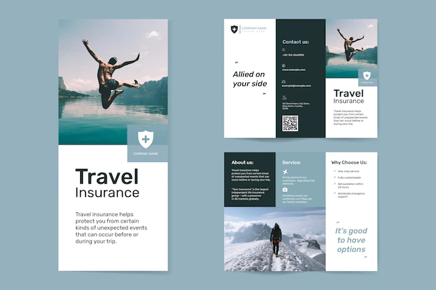 Free PSD | Travel insurance template psd with editable text set