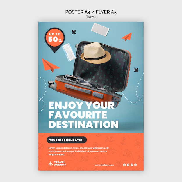 Free PSD | Travel poster design template