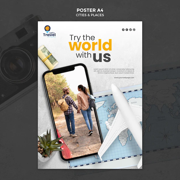 Free PSD | Travel time poster template