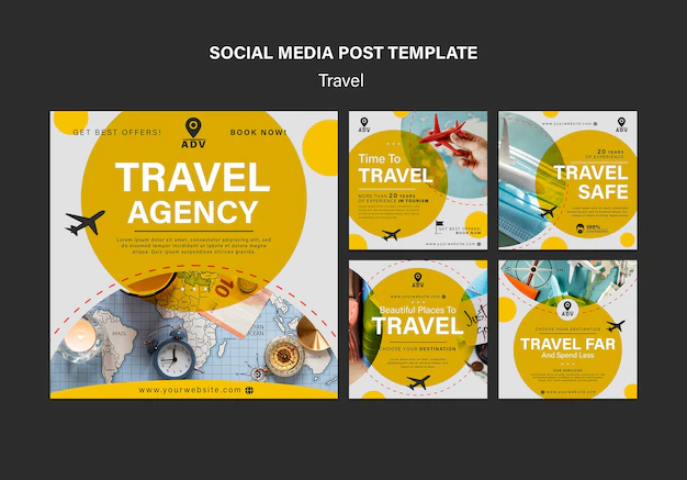 Free PSD | Traveling agency social media posts