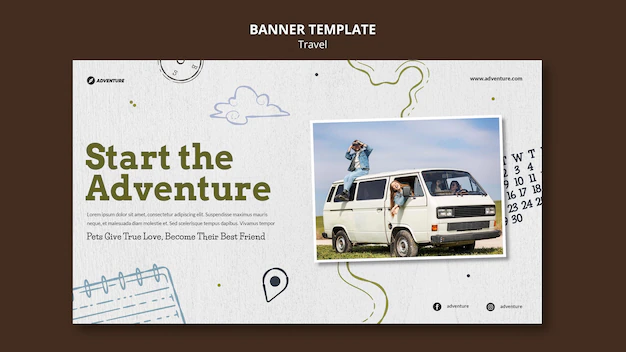 Free PSD | Traveling banner template with photo