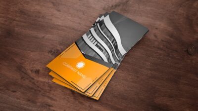 Free PSD | Trifold brochure mockup as stack