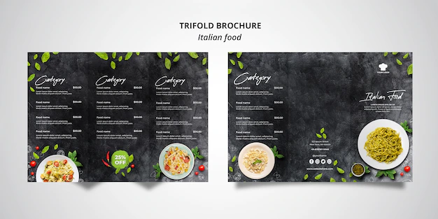 Free PSD | Trifold brochure template for traditional italian food restaurant