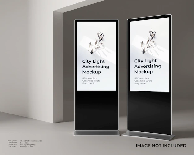 Free PSD | Two digital city light advertising mockup