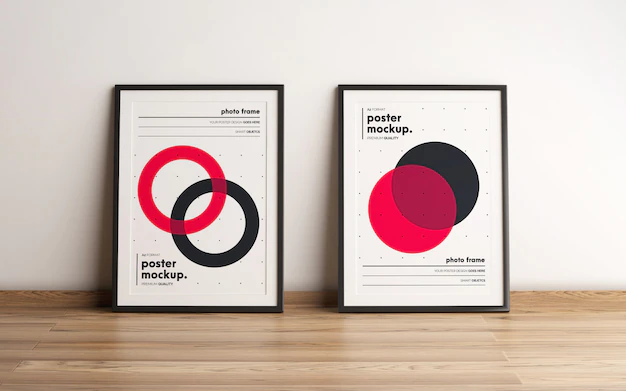 Free PSD | Two framed posters mockup design