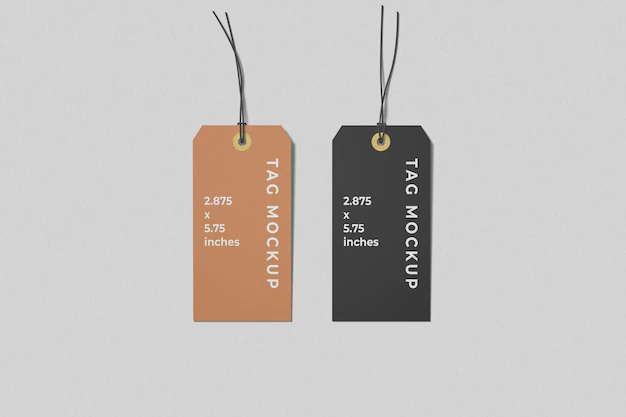 Free PSD | Two label tag mockups top view