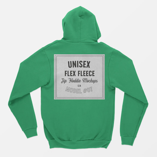 Free PSD | Unisex flex fleece zip hoodie mockup
