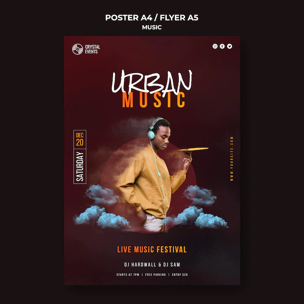Free PSD | Urban music festival poster template