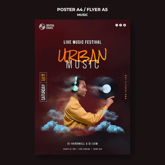 Free PSD | Urban music poster template