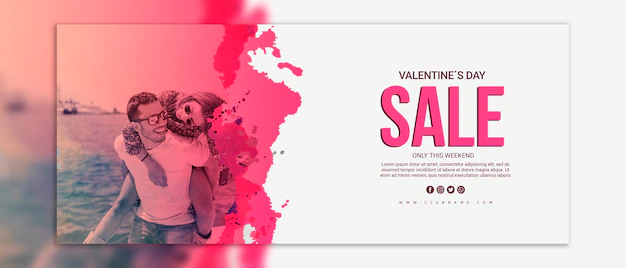 Free PSD | Valentines day sale banners mockup