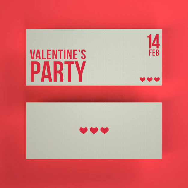 Free PSD | Valentine's party tickets mockup
