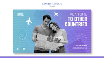 Free PSD | Venture to other countries banner template