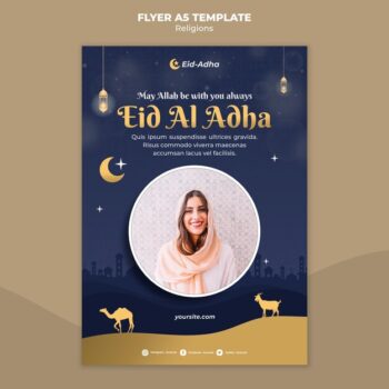 Free PSD | Vertical flyer template for eid al adha celebration