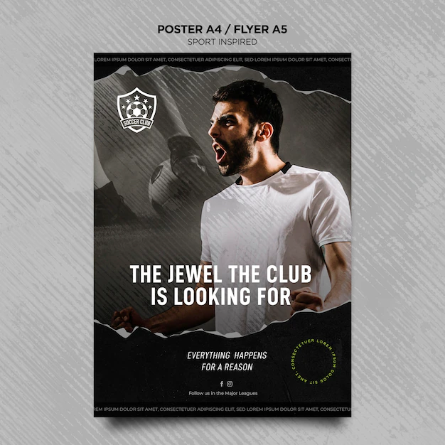 Free PSD | Vertical flyer template for football club
