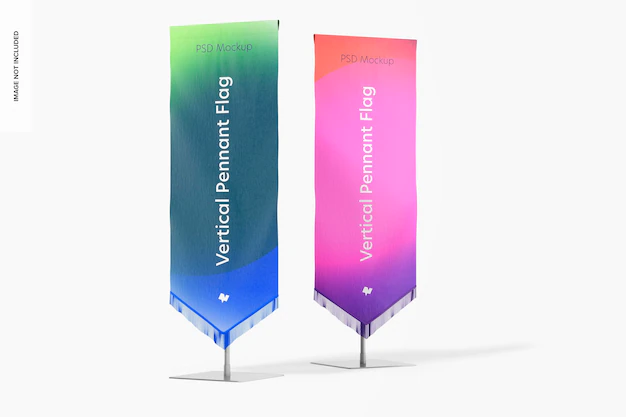 Free PSD | Vertical pennant flags mockup