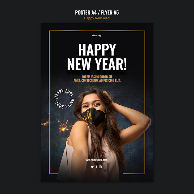 Free PSD | Vertical poster for new year celebration