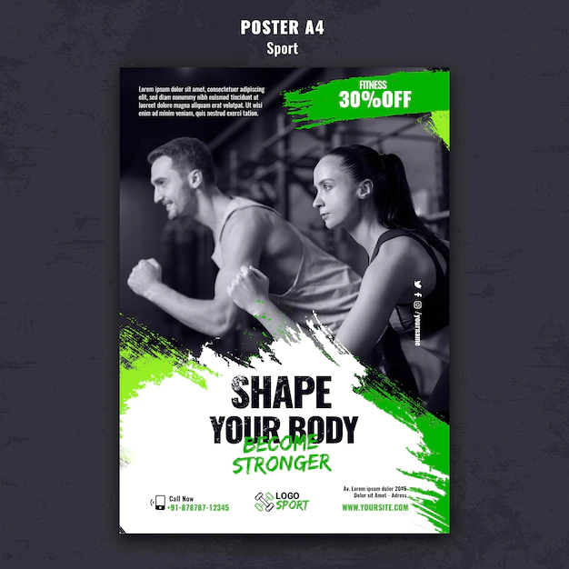 Free PSD | Vertical poster template for exercise and gym training