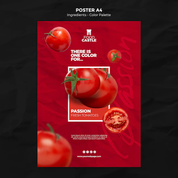 Free PSD | Vertical poster template with tomato