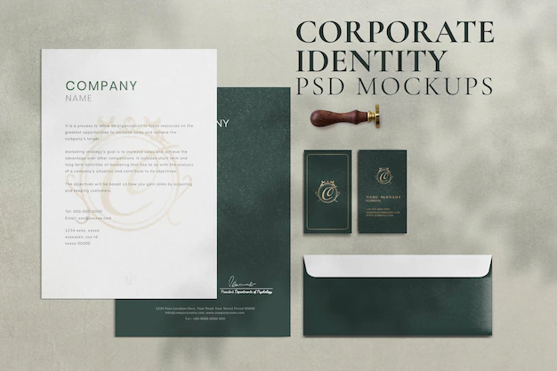 Free PSD | Vintage corporate identity mockup psd branding stationery set